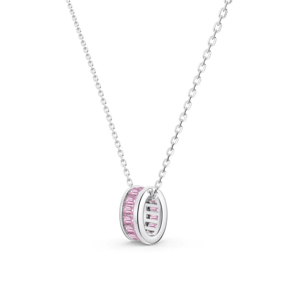 925 silver rectangular zircon necklace with electroplated finish, women's pendant on chain