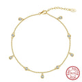 Women's solid silver anklet with geometric zirconium pendant in gold or white gold finish