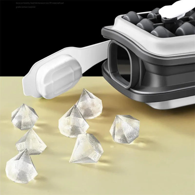 Silicone ice ball mould water bottle with diamond curling design in light grey, sky blue, or white colours
