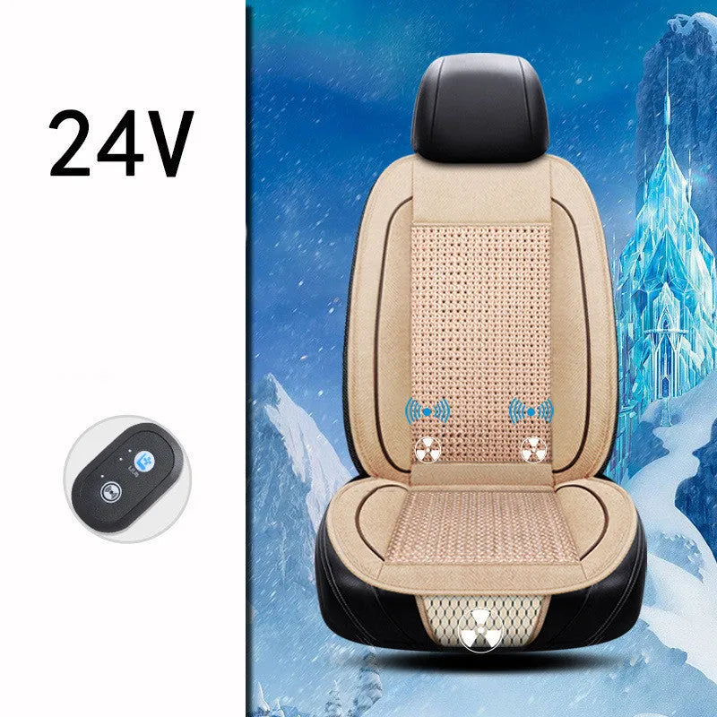Square 60cm car ventilation seat cushion in black colour with power cord