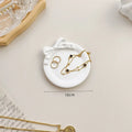 White Baroque gypsum jewellery display plate with decorative edges, available in multiple sizes