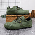 Men's spring breathable canvas low-top camouflage training shoes with non-slip sole in army green