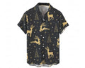Man wearing a short-sleeved Hawaiian shirt with a colourful 3D printed pattern, suitable for casual summer wear.
