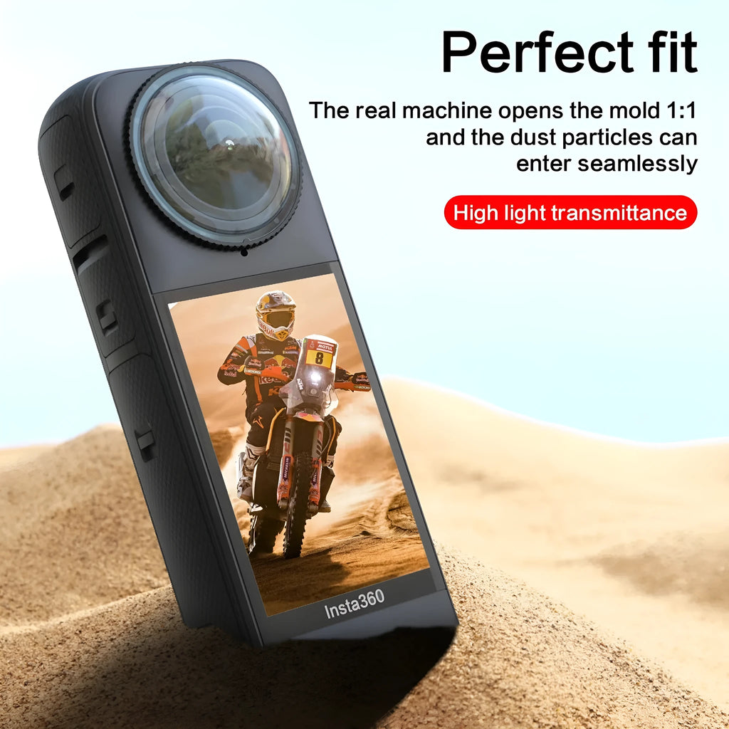 Insta360 X4 lens protective glasses with rotating glass and plastic design and two protective mirrors