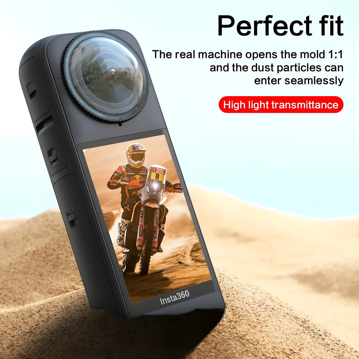 Insta360 X4 lens protective glasses with rotating glass and plastic design and two protective mirrors