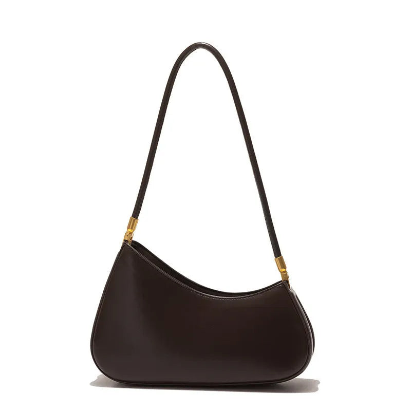 Women's oval PU leather underarm bag with shoulder strap in multiple colour options