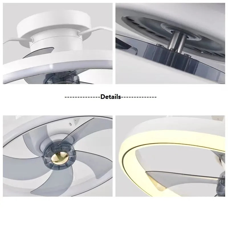 Modern simple style ceiling fan with light fixture, 50cm diameter, with PC blades and acrylic shade.