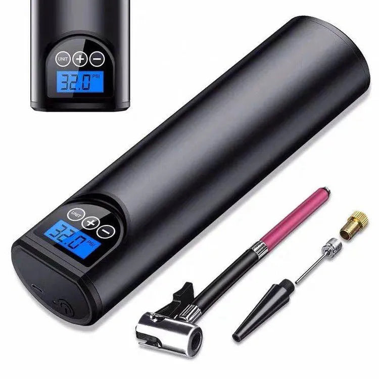 Mini portable wireless car air pump with digital display and flashlight for tyre inflation