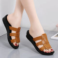 Women's beige flat bottom slippers with viscose uppers and soft soles