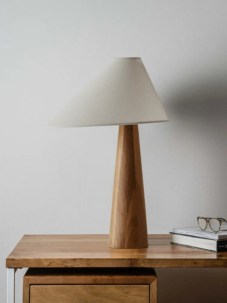Japanese-style fabric table lamp with wooden base 38x45cm for living room 220V US plug