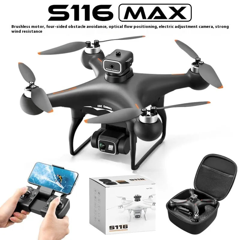 Black HD brushless motor UAV drone with four-side obstacle avoidance and camera