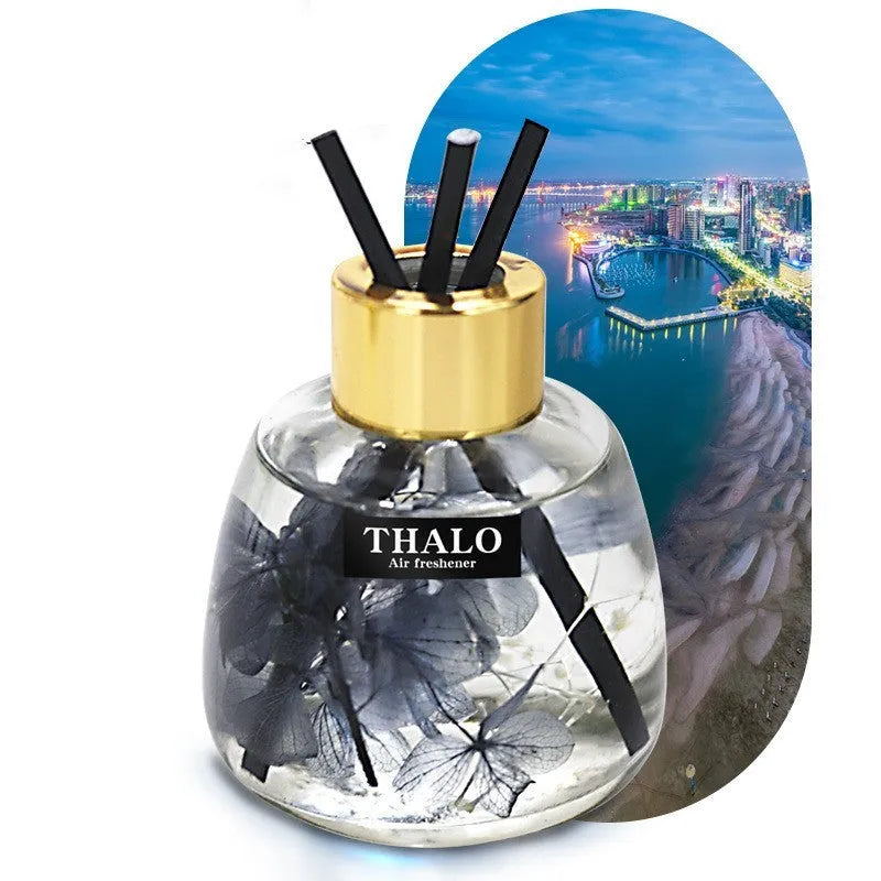 Glass bottle car fragrance ornament for loose incense in choice of six scents.