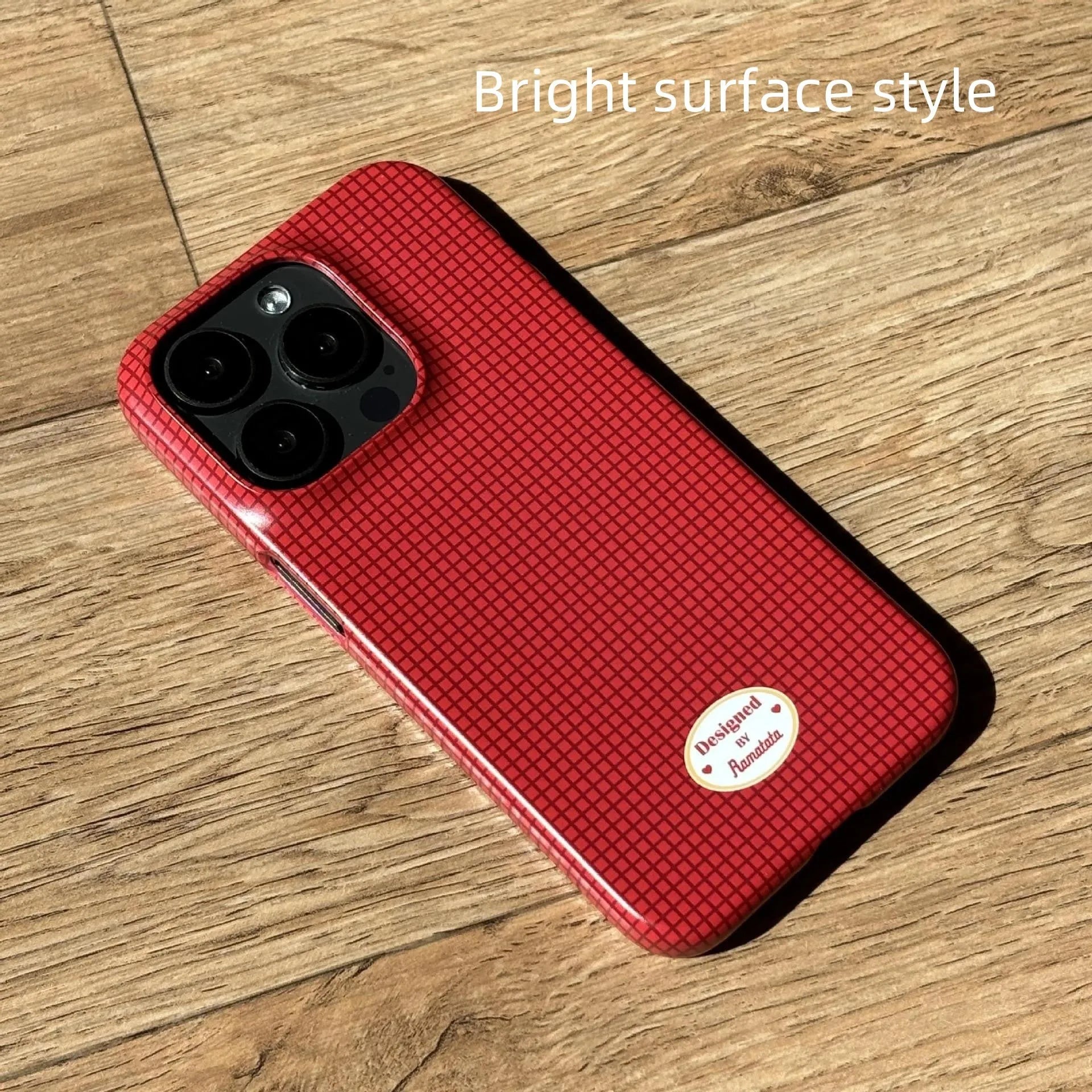 Original plain plaid anti-fingerprint phone case for iPhone 15 Pro Max in red and orange designs.