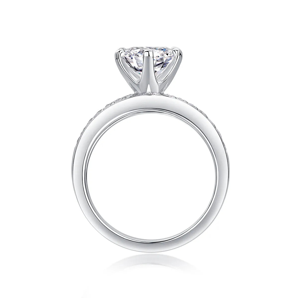 Wedding ring set with 2-carat moissanite in S925 silver platinum plating, gift box, GRA certificate