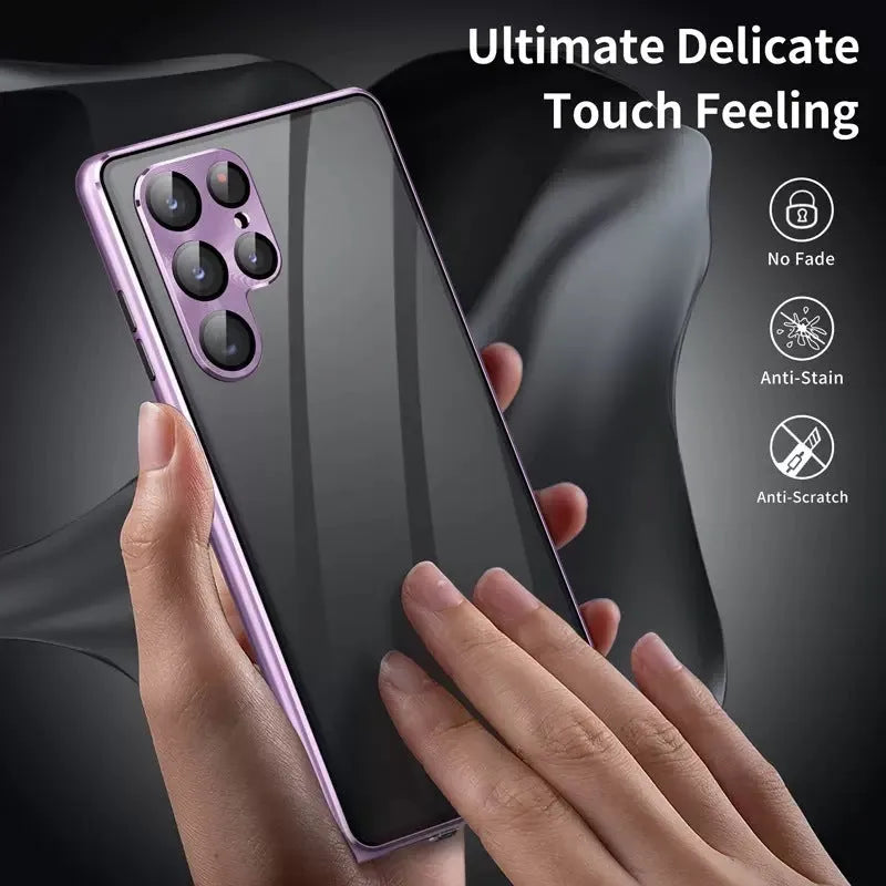 Magnetic mirror phone case for Samsung Galaxy with peep-proof privacy screen in multiple colour options