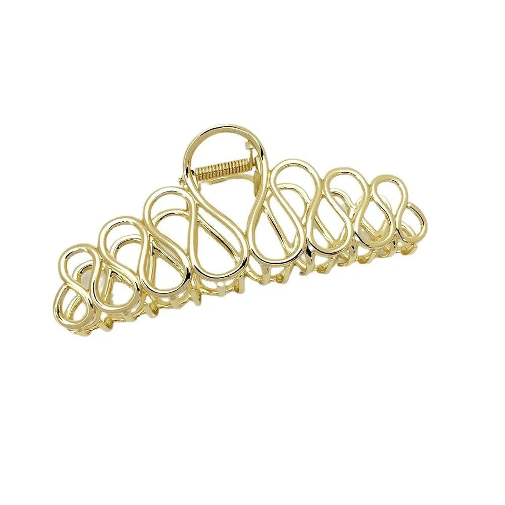 Gold and silver minimalist large hair clip with tassel for thick hair updos
