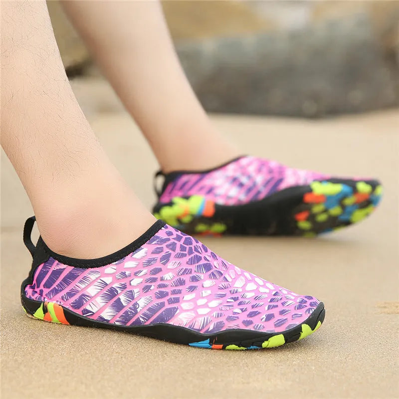 Lycra elastic fabric beach wading shoes with EVA midsole in multiple colour options