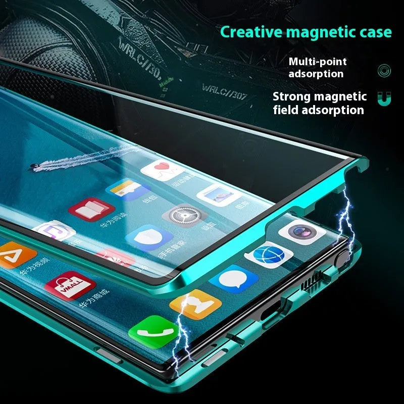Double-sided glass metal phone case for Samsung S22 Ultra S22 Plus S21 in black green silver red blue purple gold