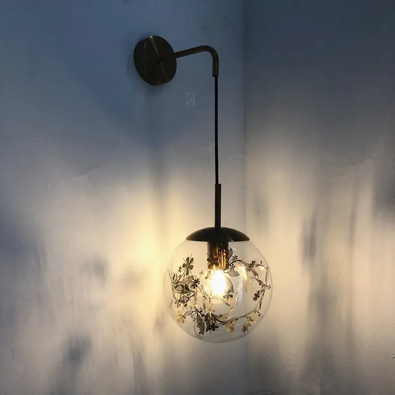 Modern glass wall lamp in gold or silver finish with LED light source