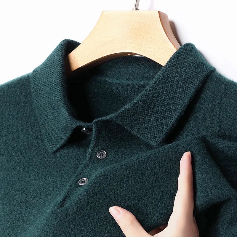 Winter wool lapel coat for men in camel colour, long sleeves, simple style, thickening fabric