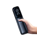 Black portable electric vehicle air pump with built-in tyre pressure gauge