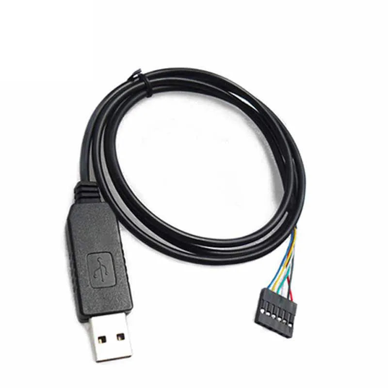 FT232 USB to TTL download cable 1 metre black with 6-pin connector and CTS RTS lines