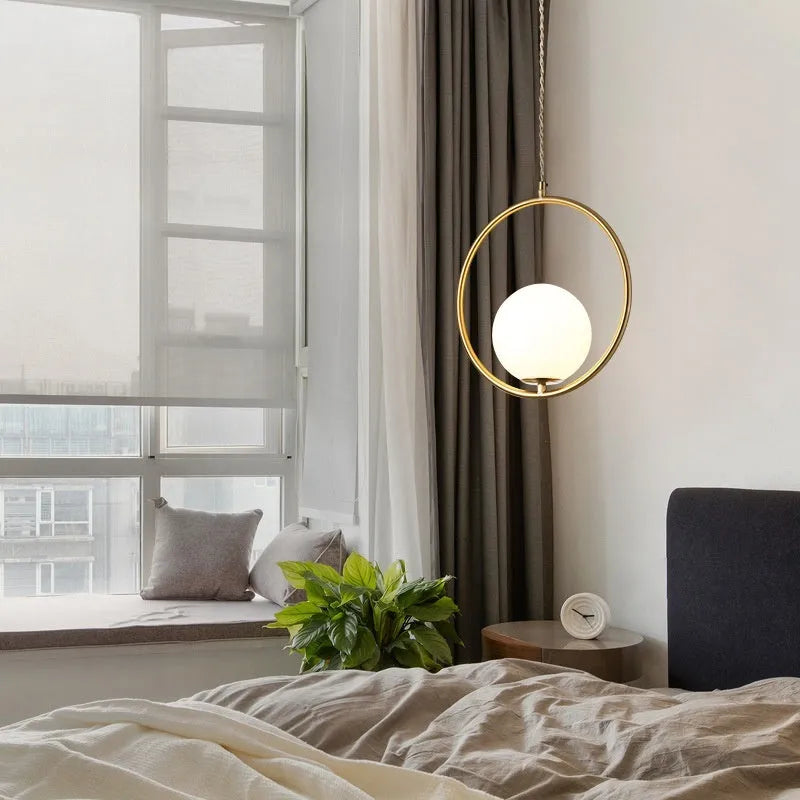 Creative Nordic single head all copper pendant light with 300mm diameter and 320mm height