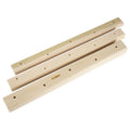 Set of three solid wooden fingerboards for grip strength training, showing 12cm, 40cm and 50cm lengths.