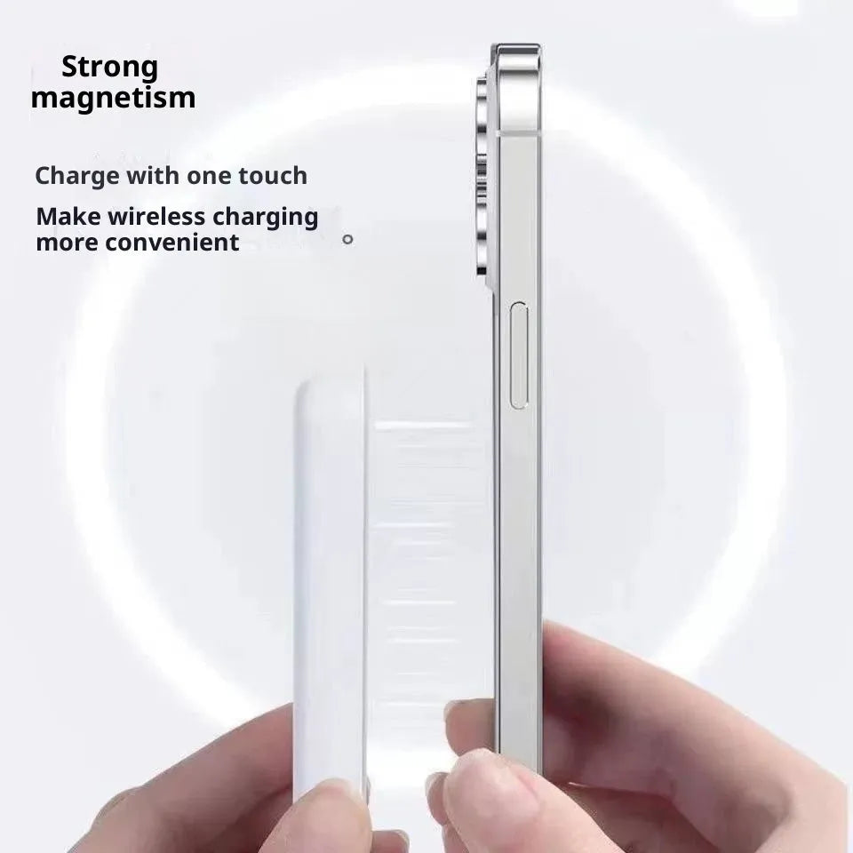Bi-directional fast charging magnetic wireless power bank 10000mAh compact plastic shell black