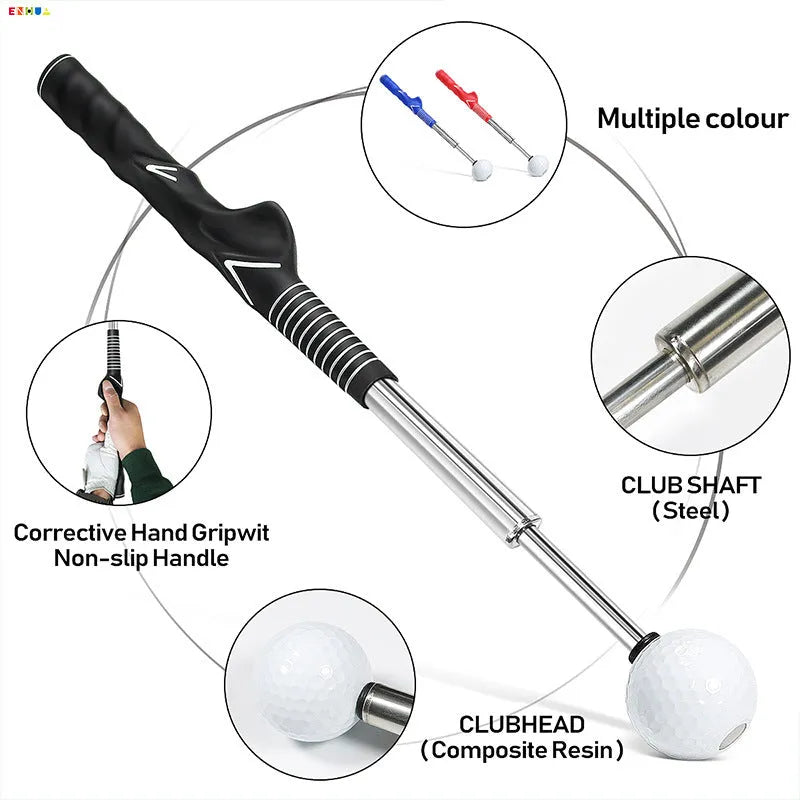 Telescopic stainless steel golf swing simulator in black colour