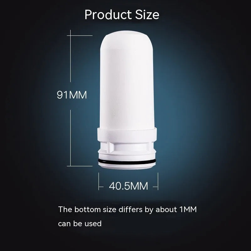 White diatom ooze ceramic water filter element with 43x43x100mm dimensions