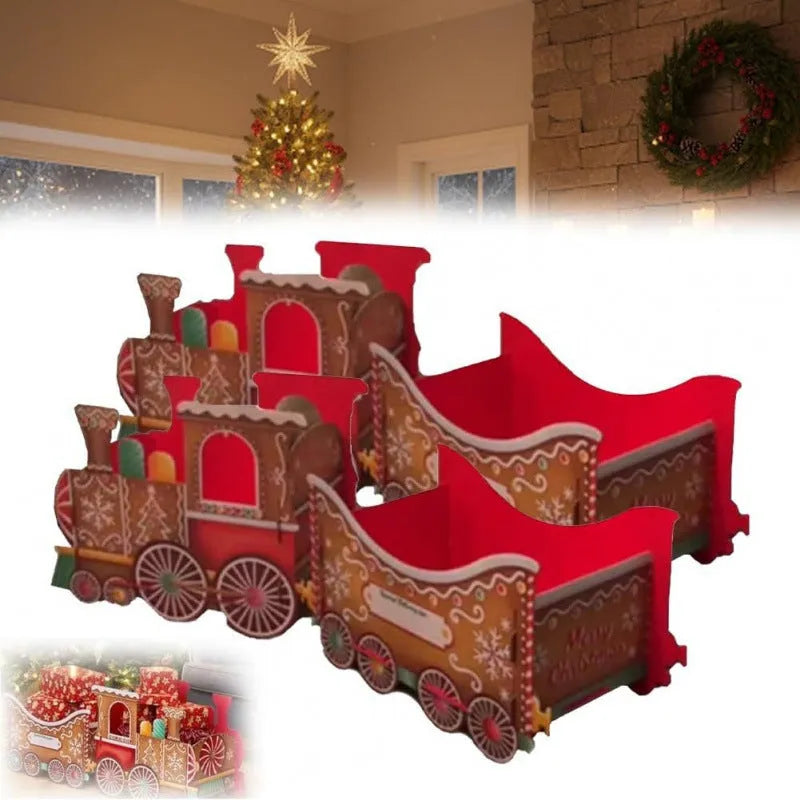 Santa Claus gift train plastic Christmas decoration in American style for home display