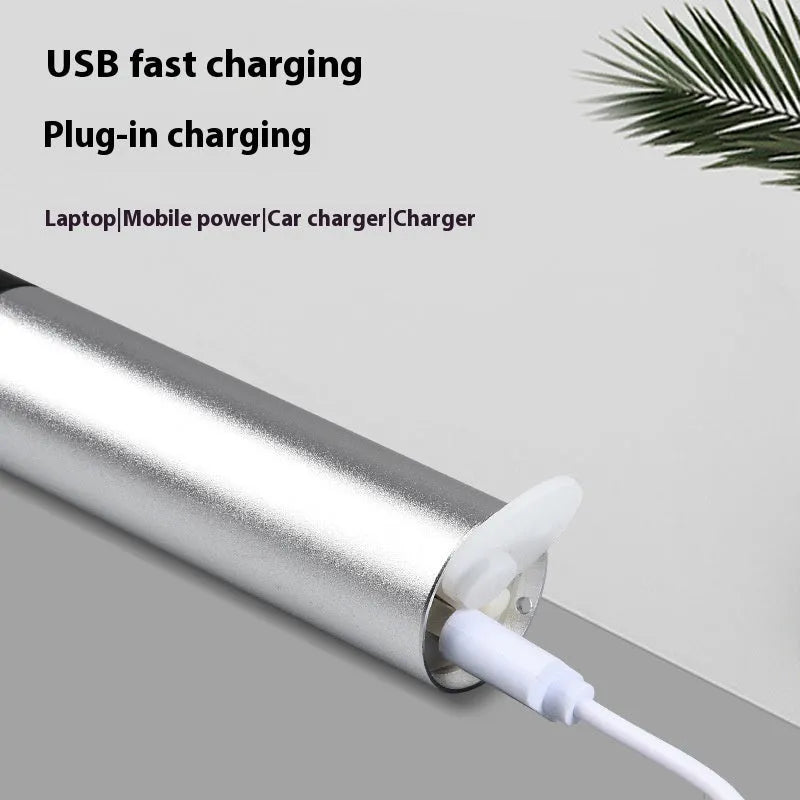 Black or silver aluminium red light therapy mosquito repellent lamp with charging cable