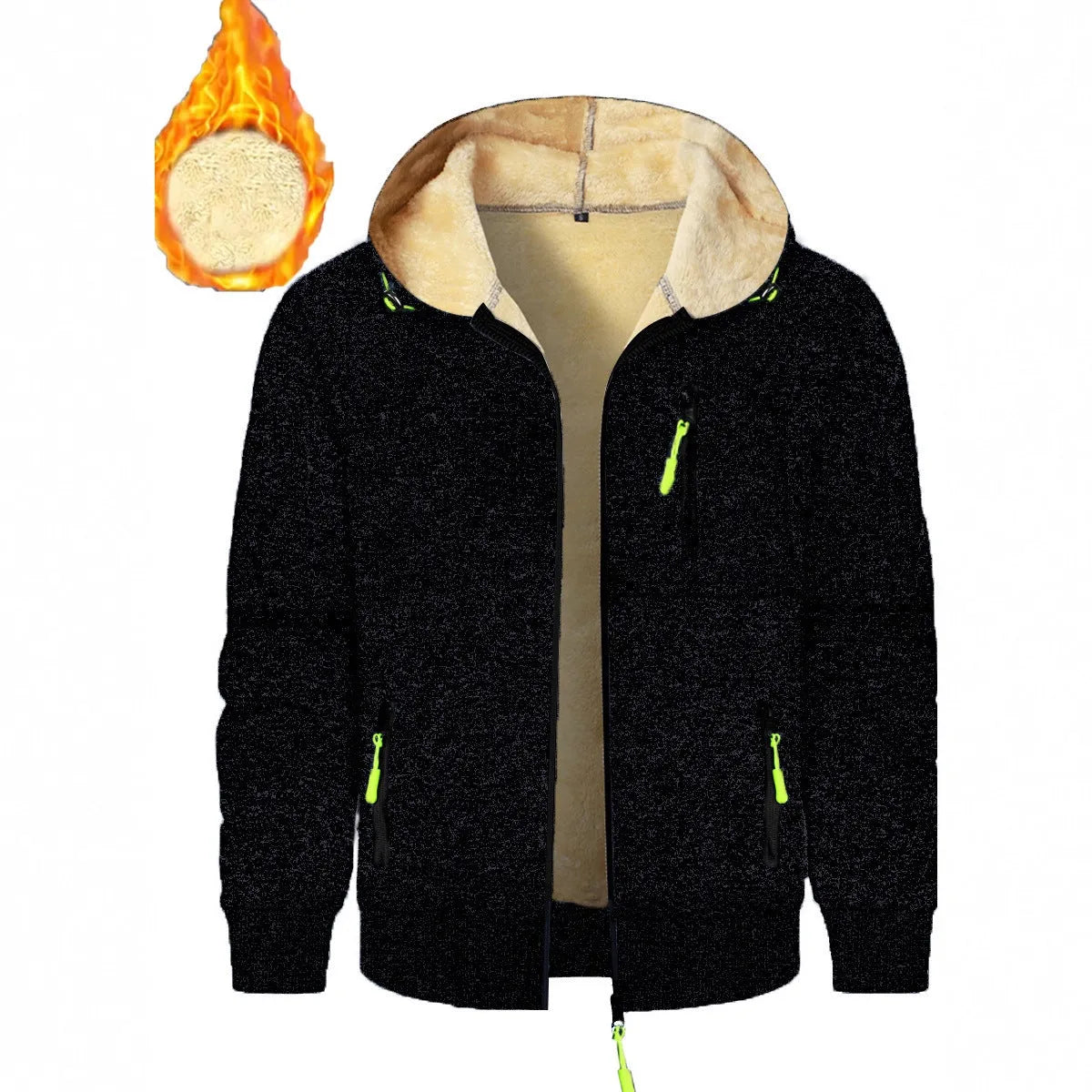 Thickened men's sports fitness casual jacquard hooded jacket in solid colour with loose cardigan style