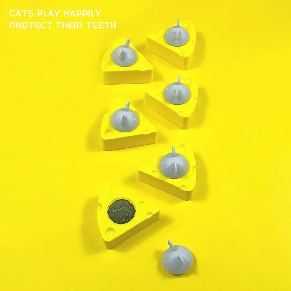 Yellow catnip toy balls for indoor cats with dental chew benefits