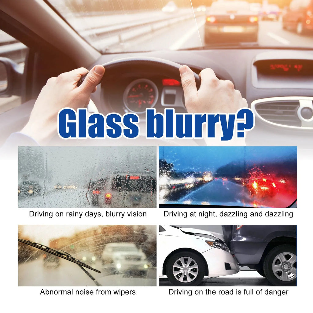 120ml bottle of car window glass oil film remover spray with a cleaning sponge
