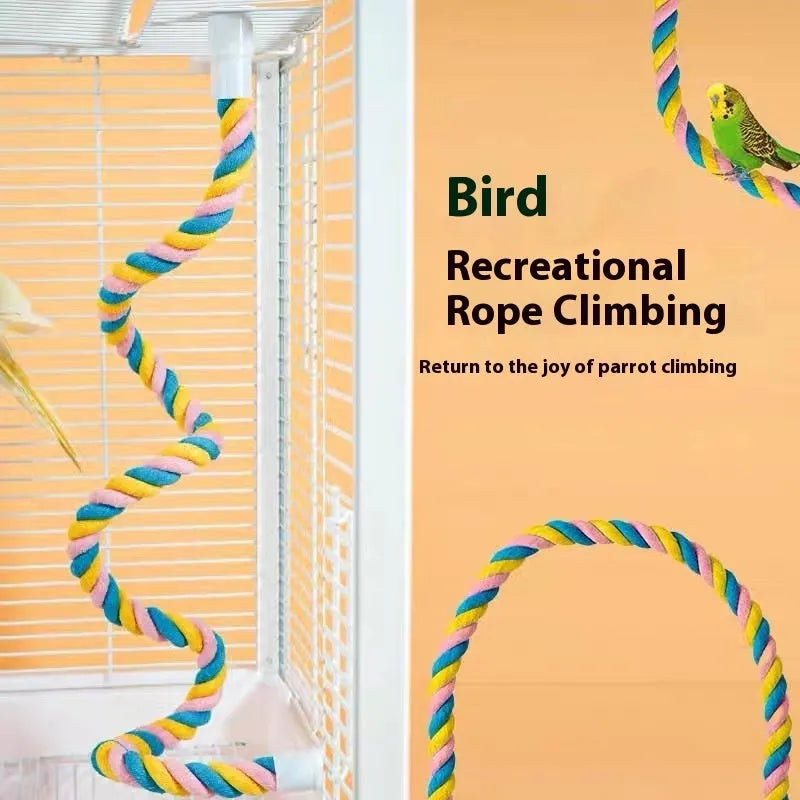 Climbing cotton string nibbling toy bird for birds available in S, M, and L sizes