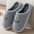Rabbit plaid design women's artificial fur house slippers with rubber non-slip sole