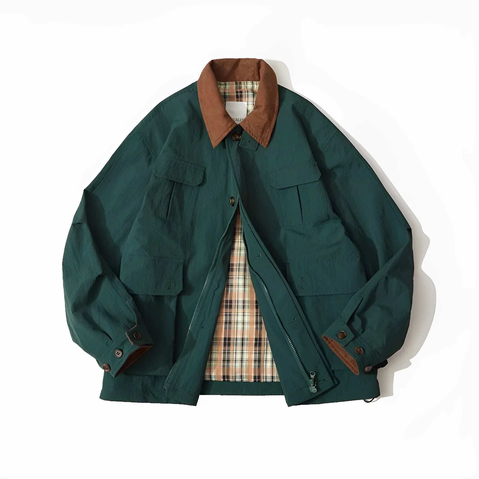 Casual jacket in contrasting colour block design with side seam pockets and long sleeves