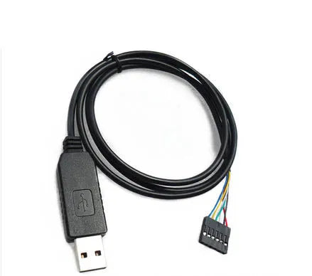 FT232 USB to TTL download cable 1 metre black with 6-pin connector and CTS RTS lines