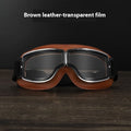 Men's retro outdoor goggles with polypropylene frame and brown leather finish