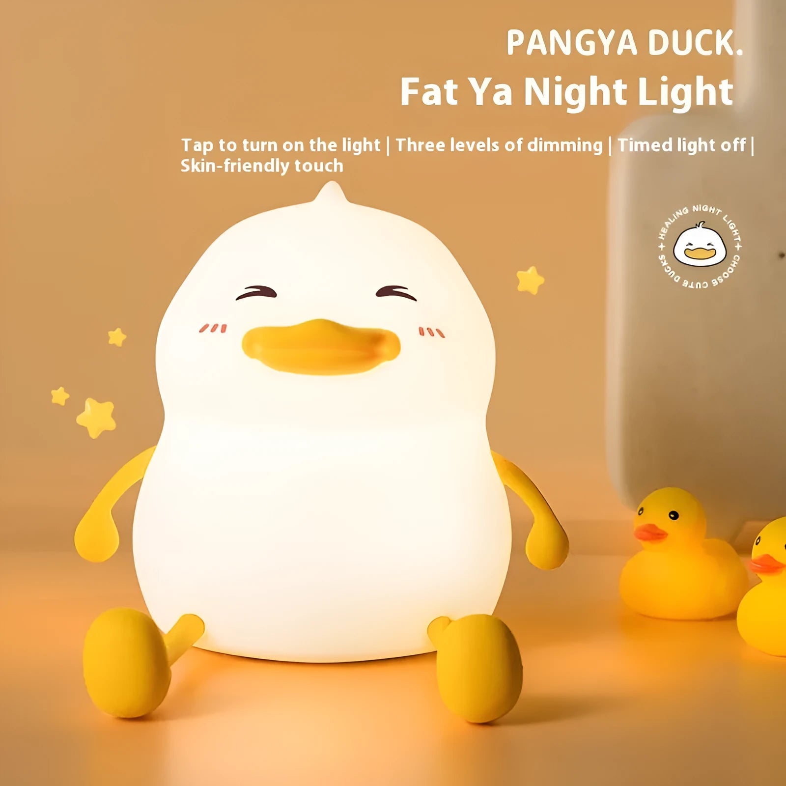 Chubby silicone pat night light with phone holder function on desk