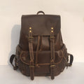 Coffee brown genuine leather men's backpack with air pillow belt comfort system