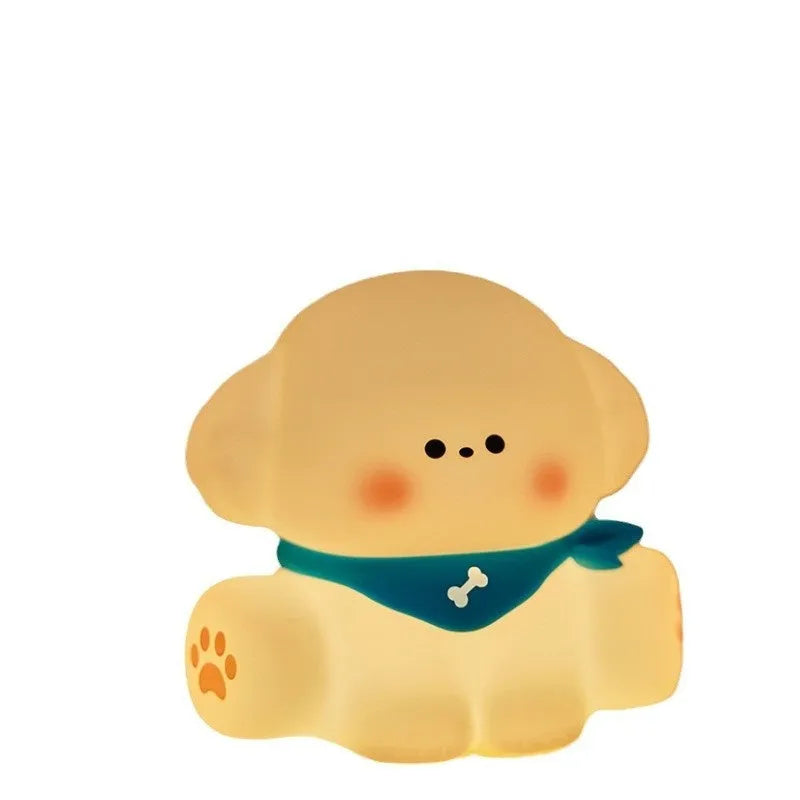 Silicone puppy night light for children's bedroom, 127mm high by 114mm wide, cartoon dog lamp