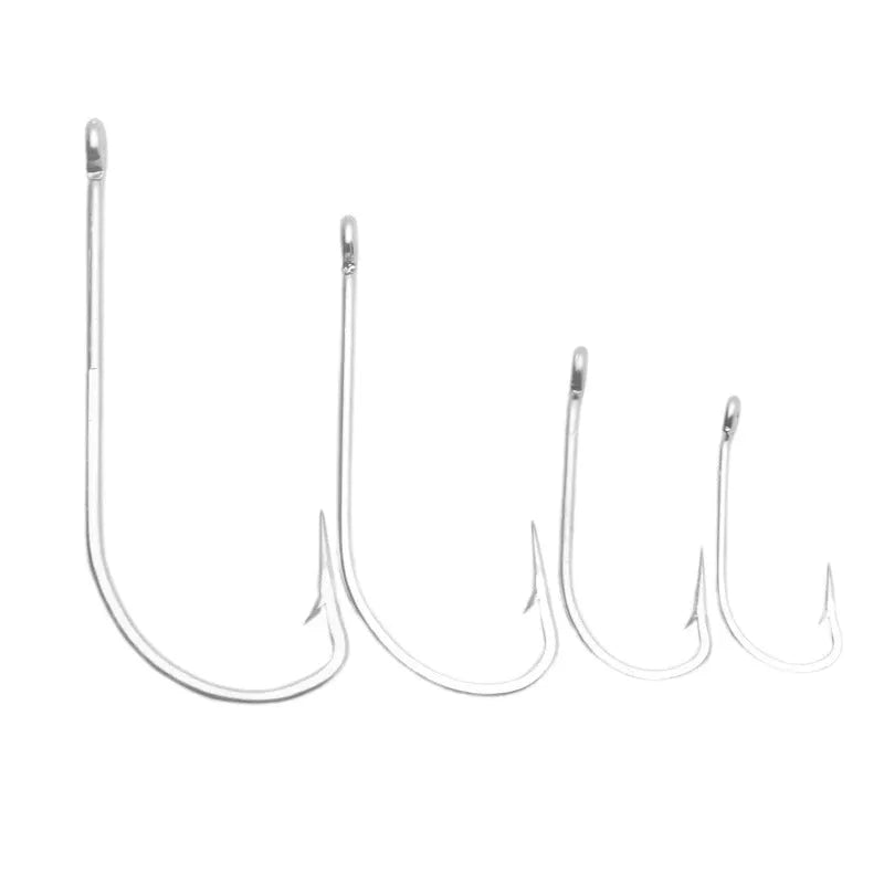 Assortment of alloy sea fishing hooks in various styles for ocean boat fishing targeting weever and snakehead