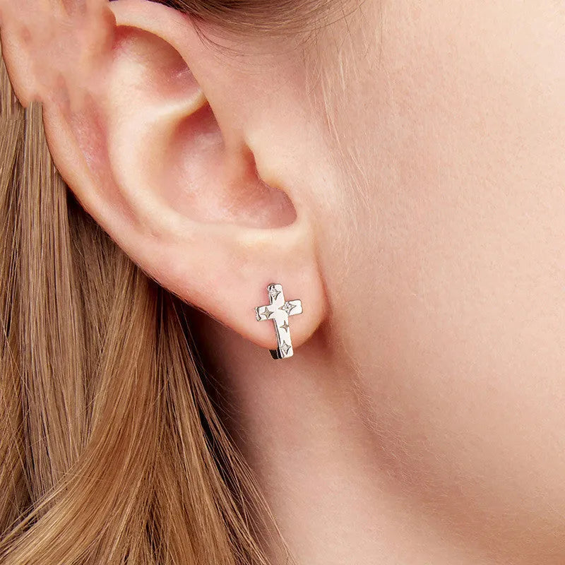 Original S925 sterling silver star cross ear clip for women in colour BSE1250, European American style ear cuff