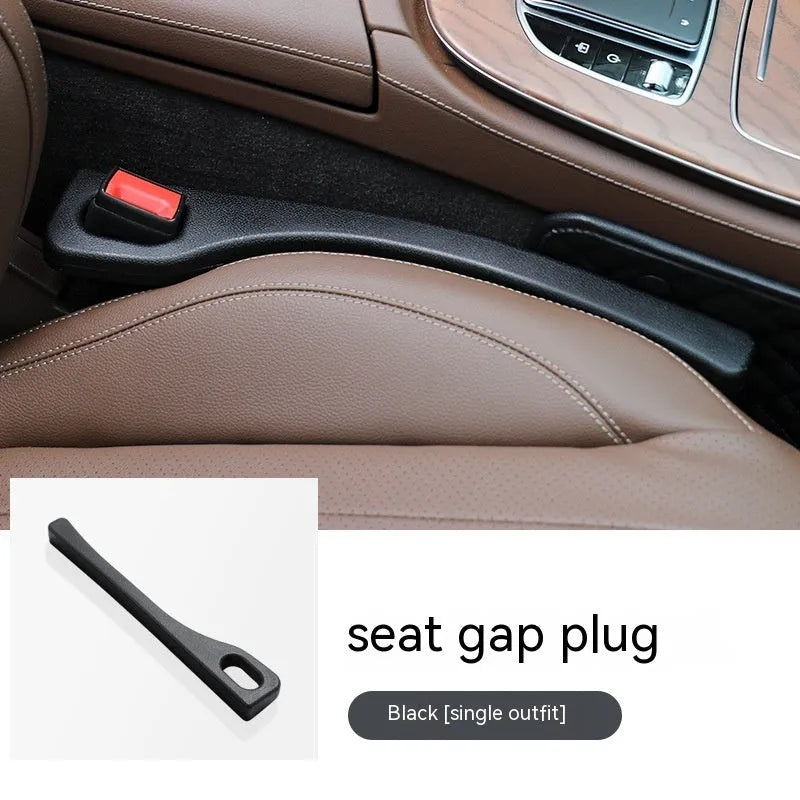 Polyurethane car seat gap strips in black, brown, red and beige colours for preventing items falling between vehicle seats
