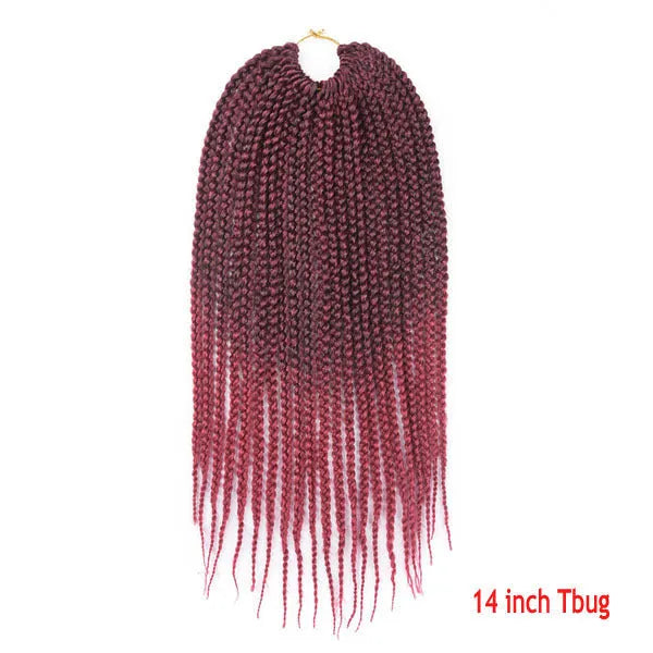 Senegal box braids crochet hair extension in exotic three-braid style, domestic silk material, 14 inch length