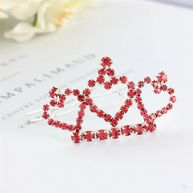 Rhinestone crown headdress pet decoration with 5CM hair clip in White Pink and Blue