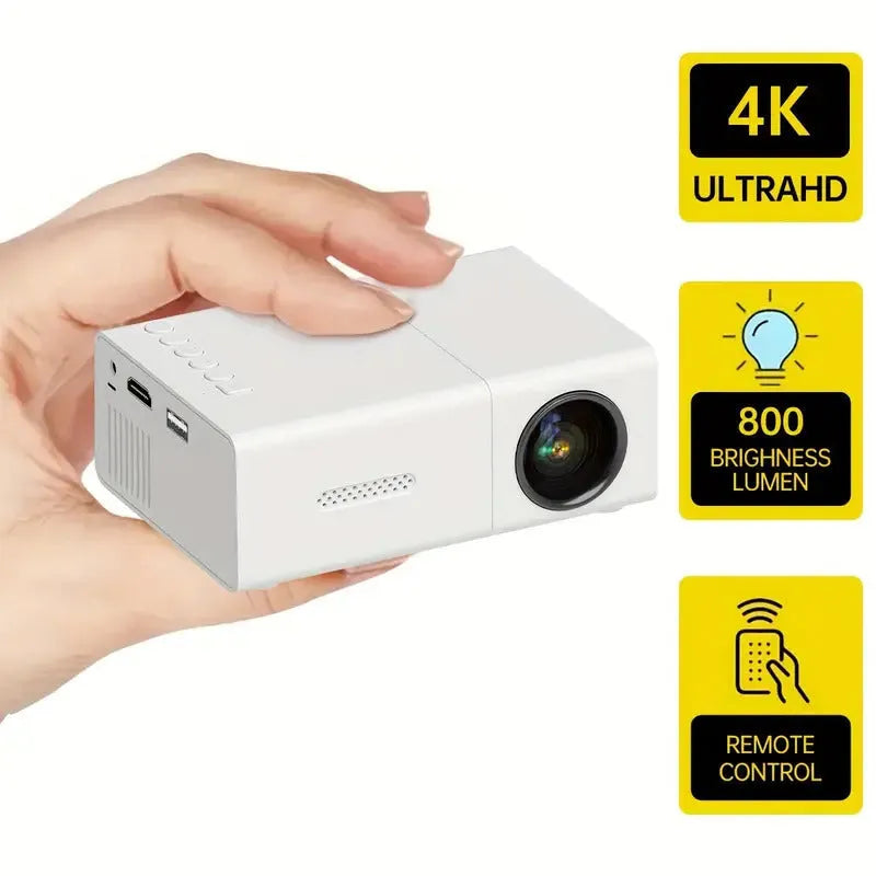 M100 mini home projector in black and white colours with 100-inch projection capability
